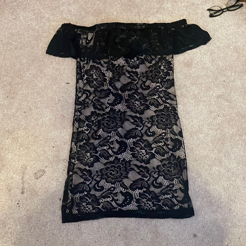 Black off the shoulder homecoming dress